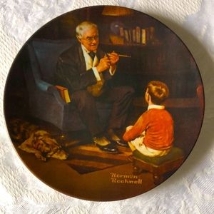 Norman Rockwell  “The Tycoon” grandpa grandson and dog - Plate # 17664 X